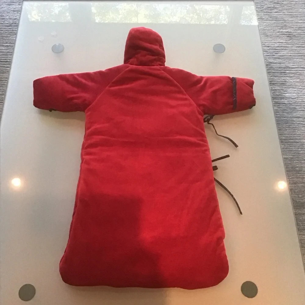 VTG Ralph Lauren Baby Bunting Sack‎ 9M Red Velvet Plaid Lined Hooded Christmas